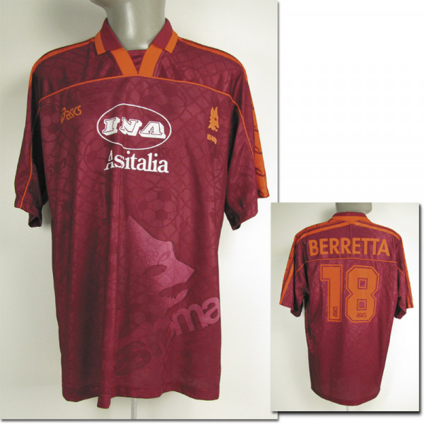 match worn football shirt AS Rome 1995/96