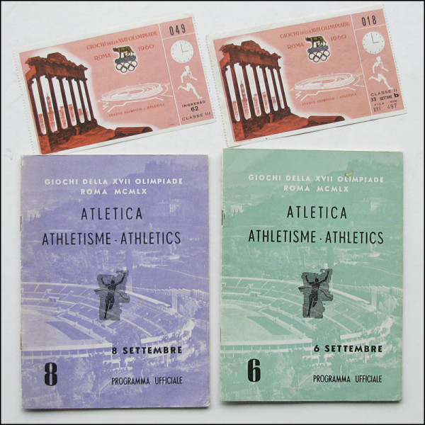 2 offizielle Programmhefte. Athletics OS 1960, Tages-Programm 1960