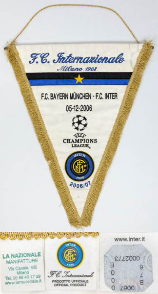 Original bestickter Spielwimpel "F.C. Internaional, Mailand,Inter-Spielwimpel 06