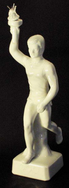 Porcelain figurine "Torch bearer". White, height 28 cm