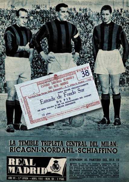 Ticket Eurocup 1956 Real Madrid v AC Milano