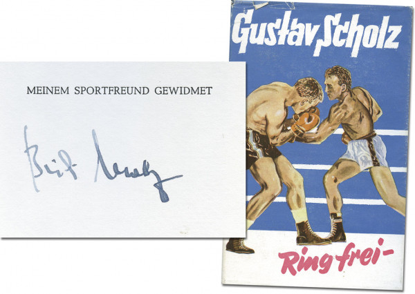 Scholz, Gustav: Widmung im Buch "Ring frei"