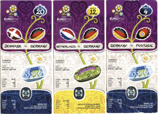 UEFA Euro 2012. 3 Tickets Germany v Netherlands