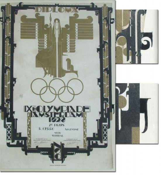 Olympic Games 1928 Silver Medal Winner diploma