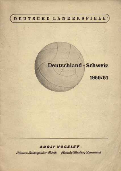 Deutsche Länderspiele. Deutschland Schweiz 1950/51.