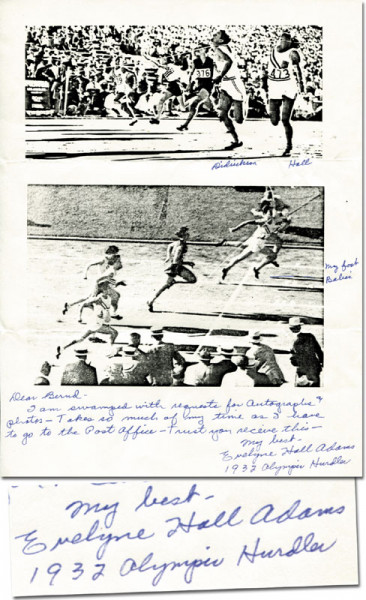 Hall Adams, Evelyne: Olympic Games 1932 autograph. Athletics USA