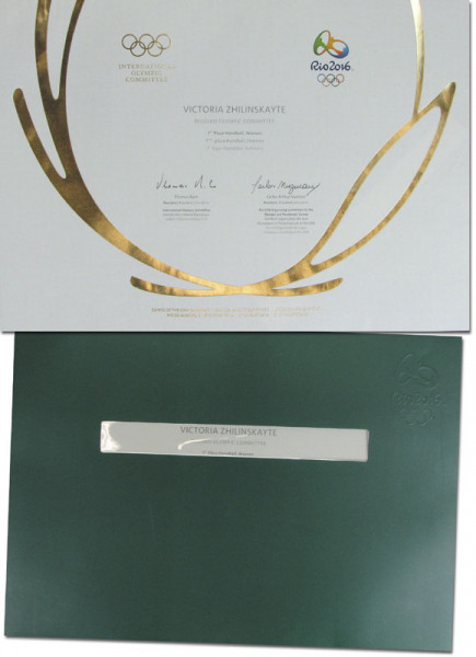 Olympic Games Rio 2016 Gold medal Diploma Russia