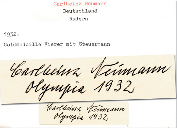Neumann, Carlheinz: Olympic Games 1932 Autograph rowing Germany