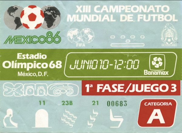 World Cup 1986 Ticket Argentia v Bulgaria