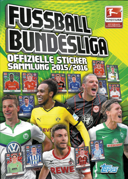 Fußball Bundesliga. Offizielle Stickersammlung 2015/16. -- Leeralbum mit kompletten Satz von 439 Sam