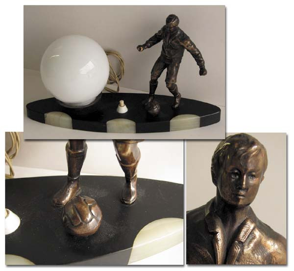 Football figure bronze (-ated) approx. 1940 Art Deco Football World cup football lamp