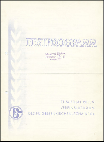 Schalke 04 - Rare Jubilee Programm 1954