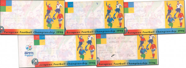 5 verschiedenen Eintrittskarten UEFA Euro 1996 Eng, Eintrittskarte EM1996