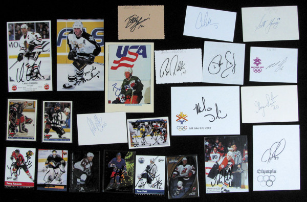 Eishockey OSW 2002 USA: 23 Belege mit Originalsignaturen