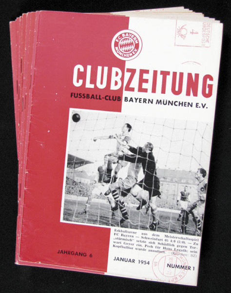 Clubzeitung des F.C. Bayern München e.V. Januar 1954 bis Dezember 1954 (Nr.1-12 in 10 Heften).