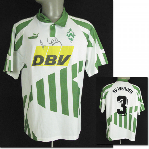 Michael Schulz am 10.06.1995 gegen Karlsruher, Bremen,Werder - Trikot 1995