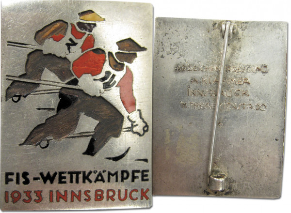 „FIS-Wettkämpfe 1933 Innsbruck“. Teilnehmerabzeich, Teilnehmerabzeichen 1933