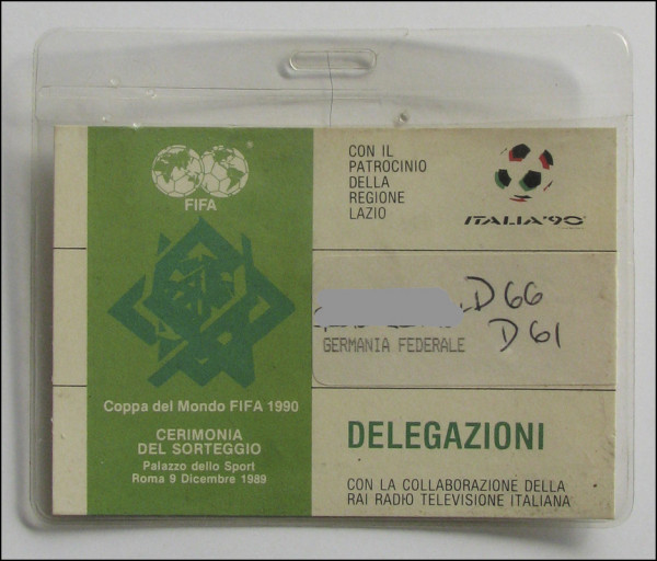 World Cup 1990. Official ID-Card Final Draw