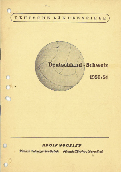 Deutsche Länderspiele. Deutschland Schweiz 1950/51.