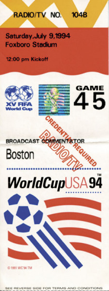 World Cup 1994 Ticket Italy v Spain
