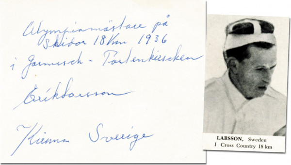Larsson, Erik-August: Autograph Olympic Games 1936 Crosscountry Sweden