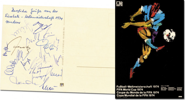 Weltmeister 1974: World Cup 1974. Autographed Postcard Germany