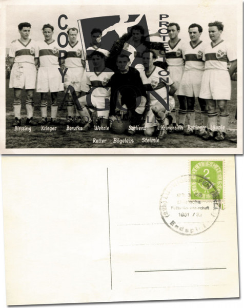 German Football Postcard 1952 Vf B Stuttgart