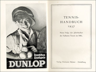 Tennishandbuch 1937. Neue Folge der Jahrbücher des Fachamts Tennis im DRL.