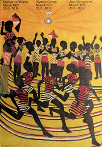 Werbeplakat "Olympia München" aus Afrika, 84x60cm, Plakat OSS1972
