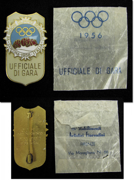 Olympische Winterspiele Cortina d´Ampezzo 1956. Of, Teilnehmerabzeichen 1956