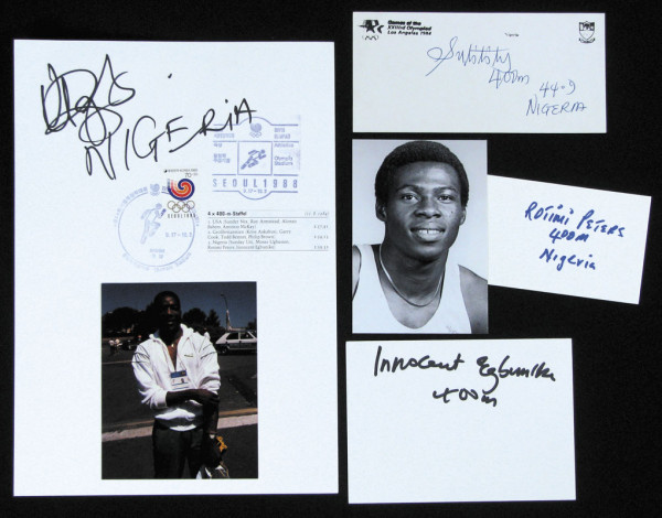 OS 1984 4x400 Staffel Nigeria: Olympic Games 1984 Autograph Athletics Nigeria