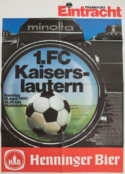 Frankfurt vs Kaiserslautern 1980 Poster Fußball