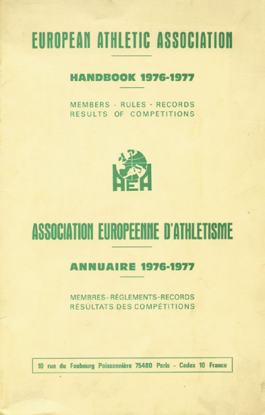 European Athletic Association Handbook 1976-1977 Association Europeenne d'Athletisme Annuaire 1976-1