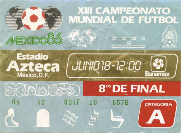 England - Paraguay 18. Juni Mexico Ticket, Eintrittskarte WM1986