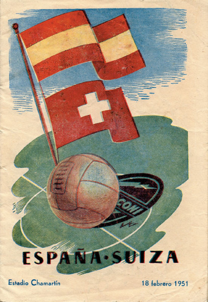Football Programm 1951 Spain v Switzerland