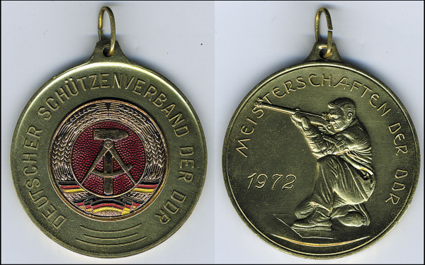Shooting Championships GDR 1972. Winner medal