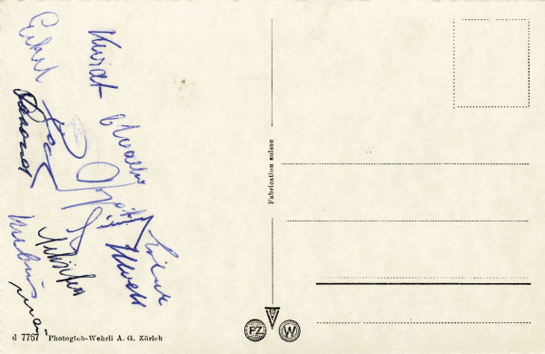 Weltmeister 1954: Postkarte mit 12 Originalsignaturen