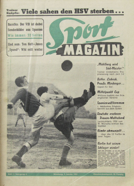 Sport Magazin 1951 : 6. Jg.: Nr.1-52 unkomplett