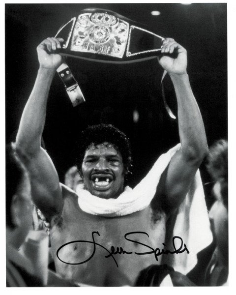 S/W-Foto mit Originalsignatur von Leon Spinks, Ex-, Spinks, Leon
