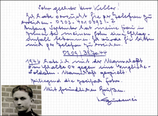 Burdenski, Herbert: Handgeschriebener Brief mit Originalsignatur