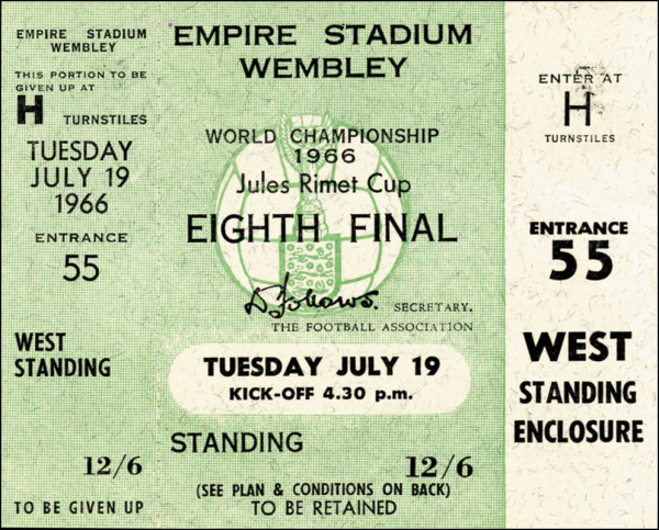 World Cup 1966. Ticket Mexico v Uruguay