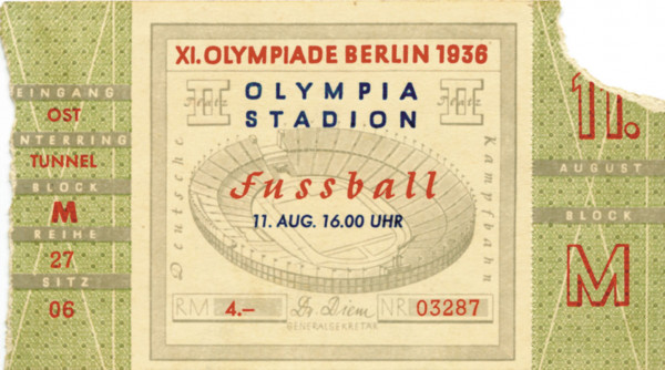 Olympic Games 1936. Ticket Football Austria v