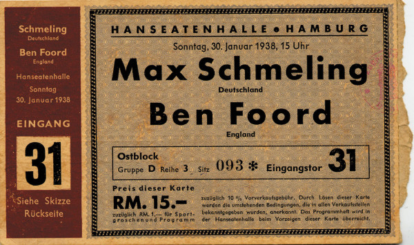 Ticket: Boxing 1938 Heavyweight Schmeling v Ford
