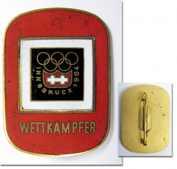 Olympische Spiele Innsbruck 1964 „Wettkämpfer“., Teilnehmerabzeichen 1964