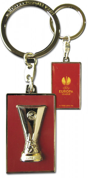 Schlüsselanhänger mit dem UEFA Europa-League Pokal aus Metall und Acryl