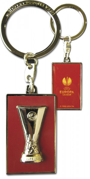 Schlüsselanhänger mit dem UEFA Europa-League Pokal aus Metall und Acryl