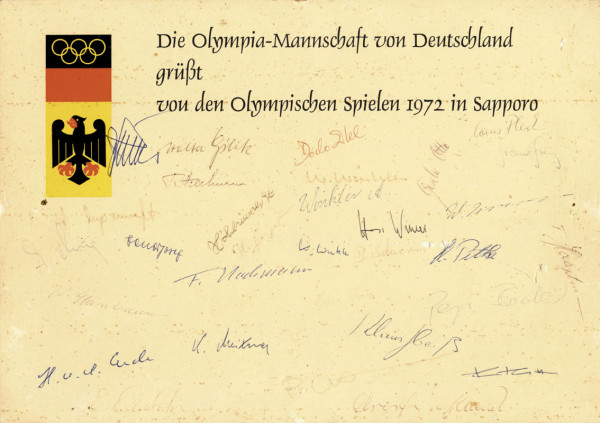 Olympia-Mannschaft 1972: Olympic Games 1972. Autographed Card Germany