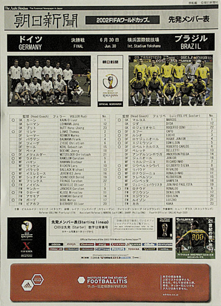 World Cup 2002. Finalprogramme Germany vs Brasil