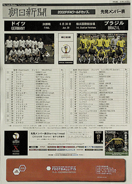 Finalprogramm World Cup 2002 Japan/Korea Deutschland - Brasilien.