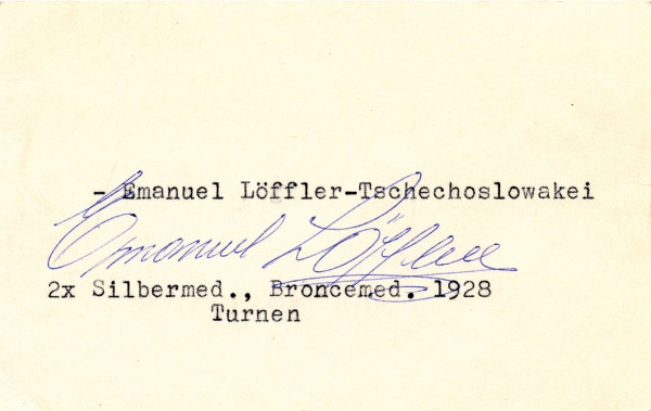 Löffler, Emanuel: Olympic Games 1928 Autograph Gymnastics